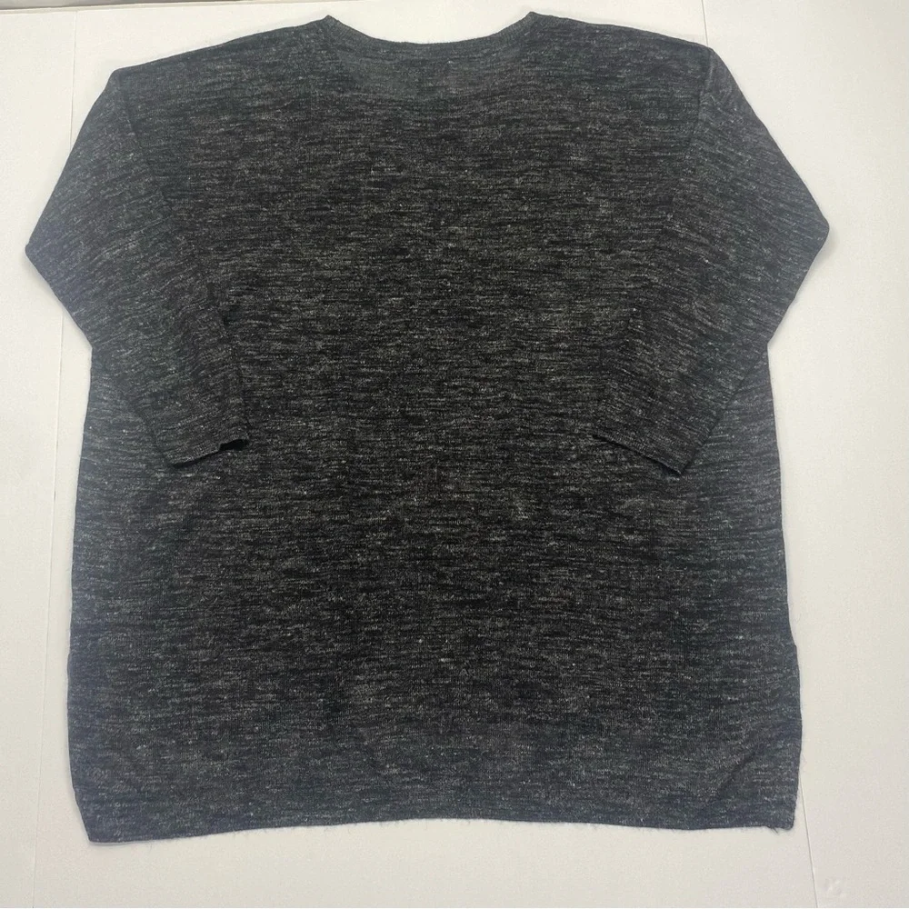 J. Crew Charcoal Gray Crewneck Sweater W SM 3/4 SL LINEN ALPACA WOOL ACRYLIC